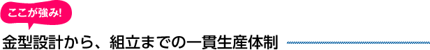 ここが強み！金型設計から、組立までの一貫生産体制